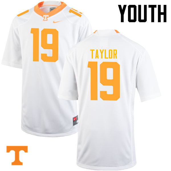 Youth #19 Darrell Taylor Tennessee Volunteers College Football Jerseys-White